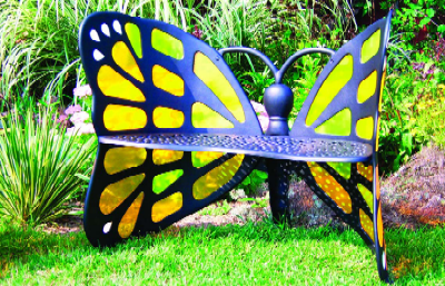 Butterfly Stained Glass Bench