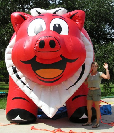 large inflatable pig
